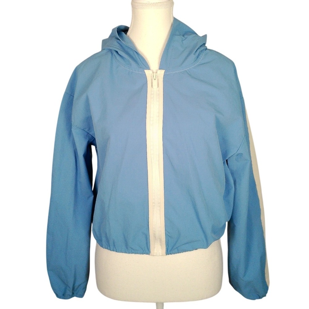 Prince Pickleball Women Medium Blue White Full Zip Hooded Windbreaker Jacket